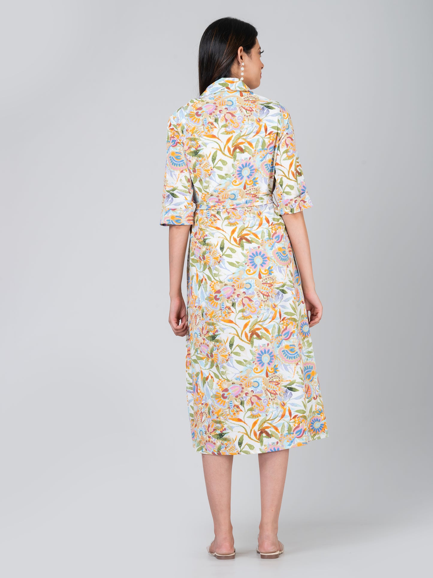 Women's Crepe Floral Shirt Dress