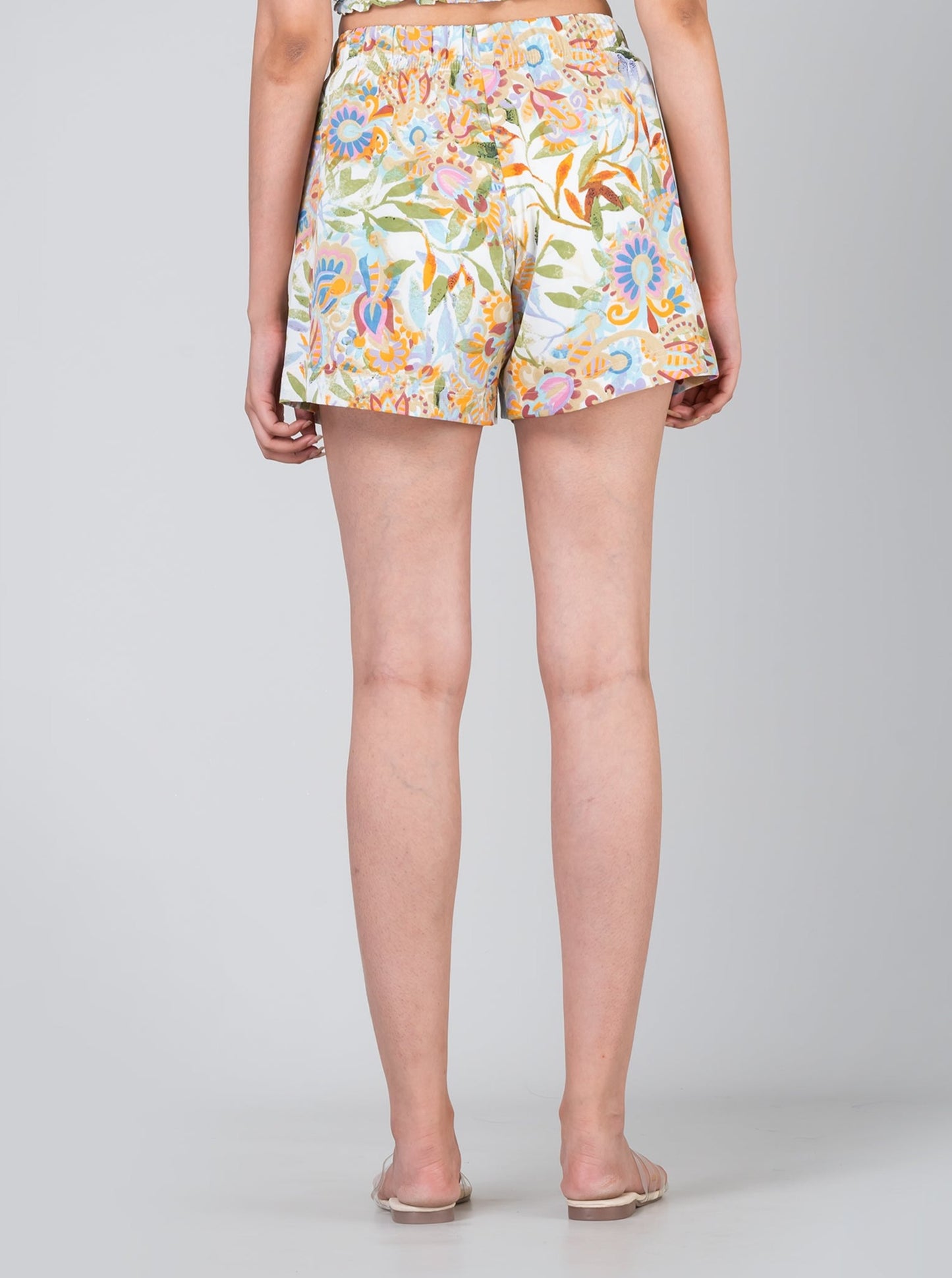 Women's Crepe Relaxed Design Printed Elasticated Shorts