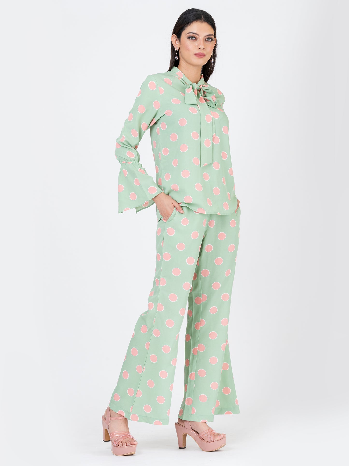 Women's Co-ord Set - Polka Jade