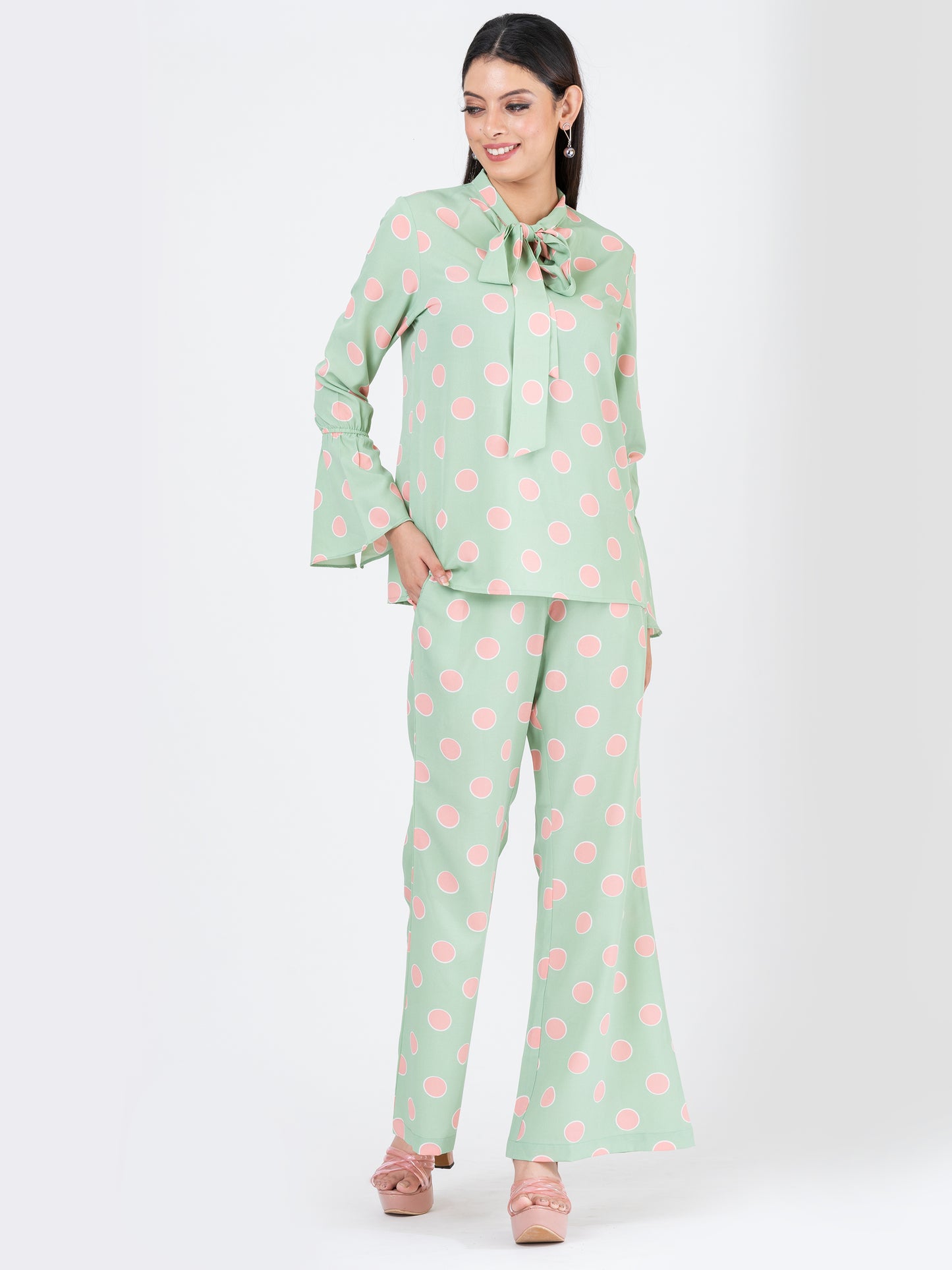 Women's Co-ord Set - Polka Jade