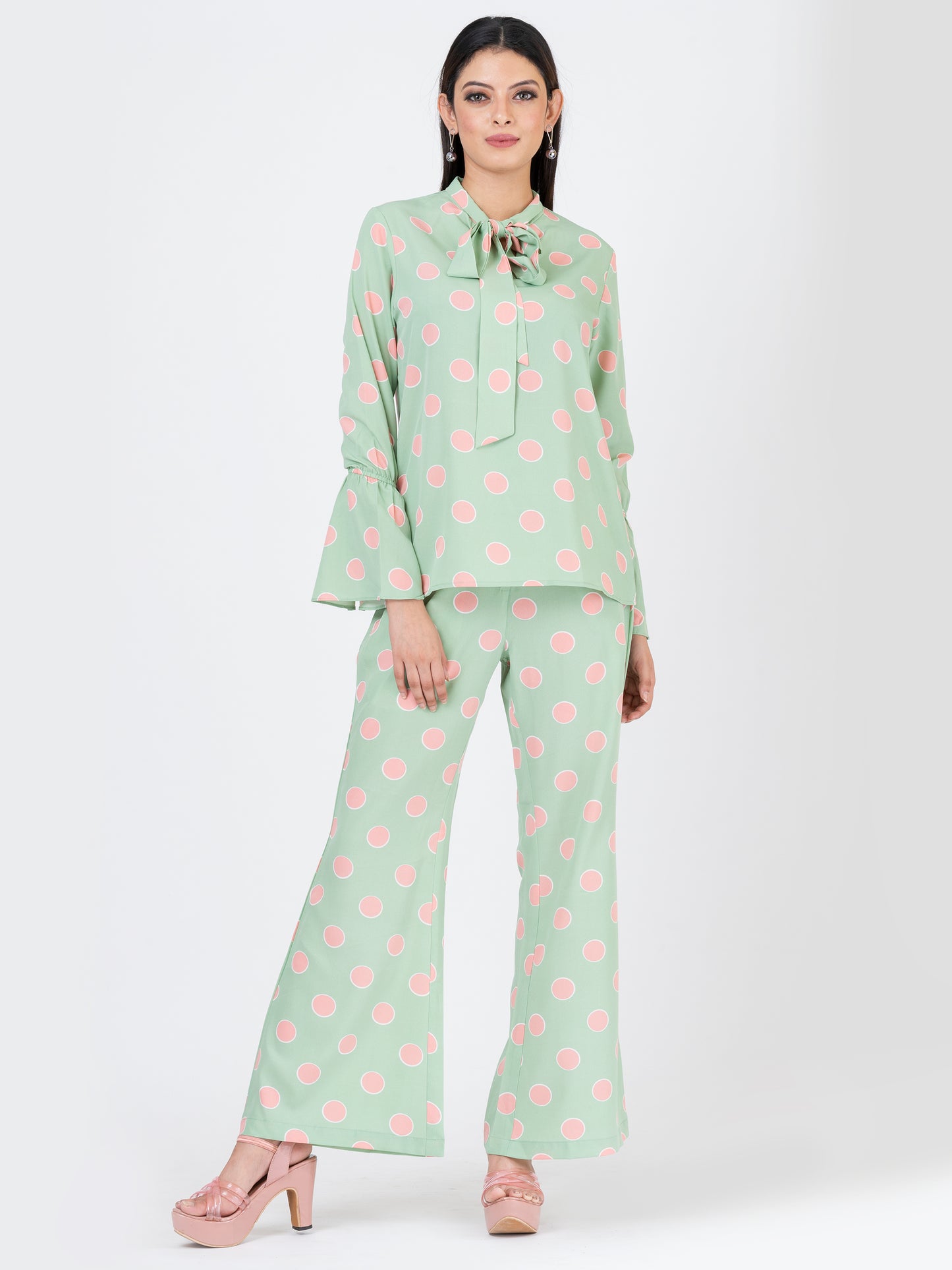 Women's Co-ord Set - Polka Jade