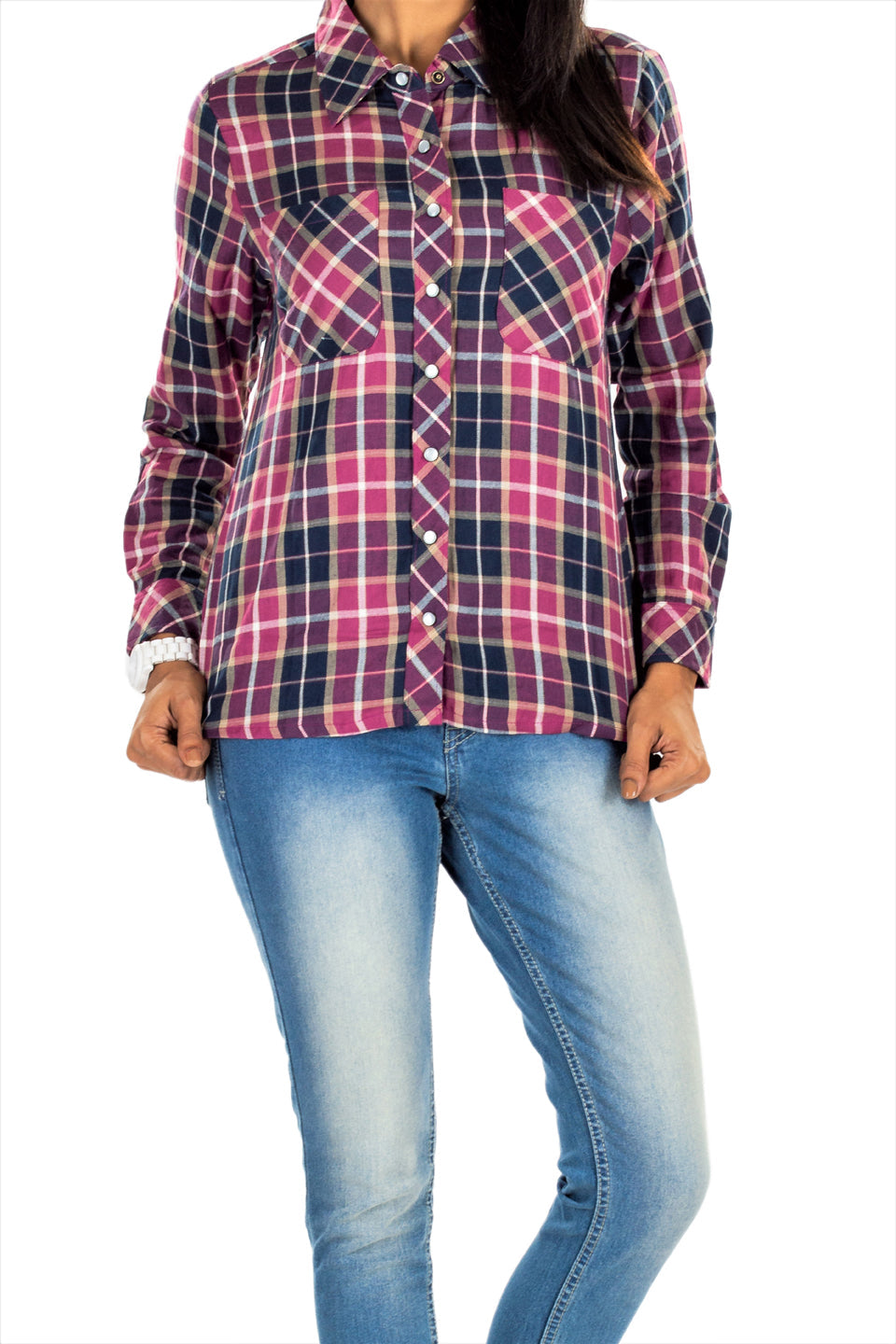 Women's Plaids Check Winter  Shirt Pink