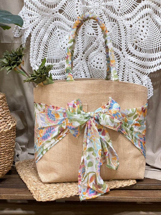 Jute Fashion Bag with Printed Sarong