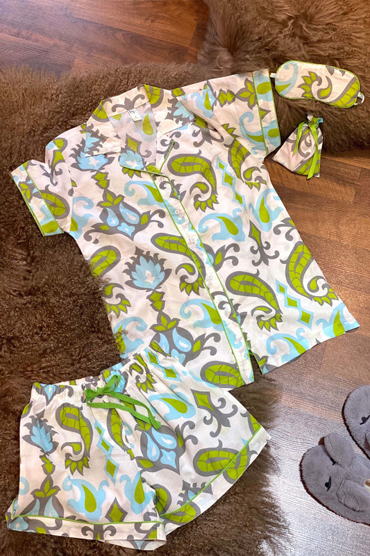 Women's Lounge Shorts Set - (Shirt, Shorts, Sleeping Mask & Pouch)