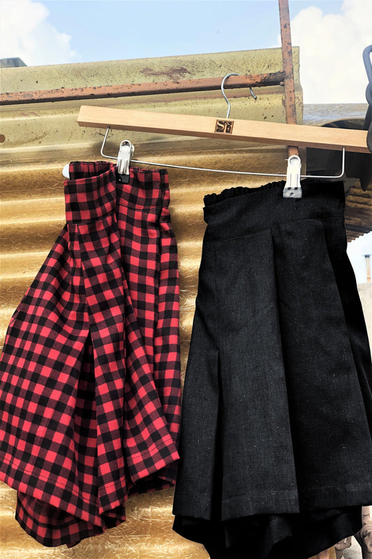 Women's Skorts Combo (Pack of 2) Red Checks and Black