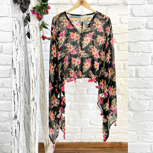 Chiffon Tassel Kimono Top - California Dreams