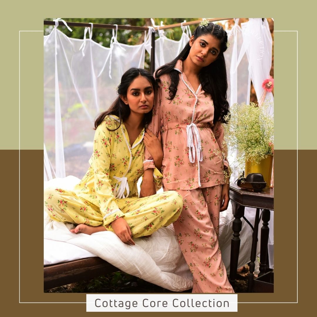 Women's CottageCore Modal Long PJ Set - Blush Pink