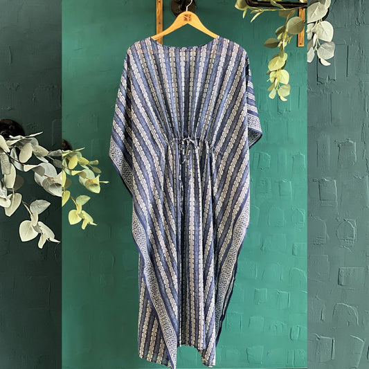 Cotton Long Kaftan - IOS NAVY