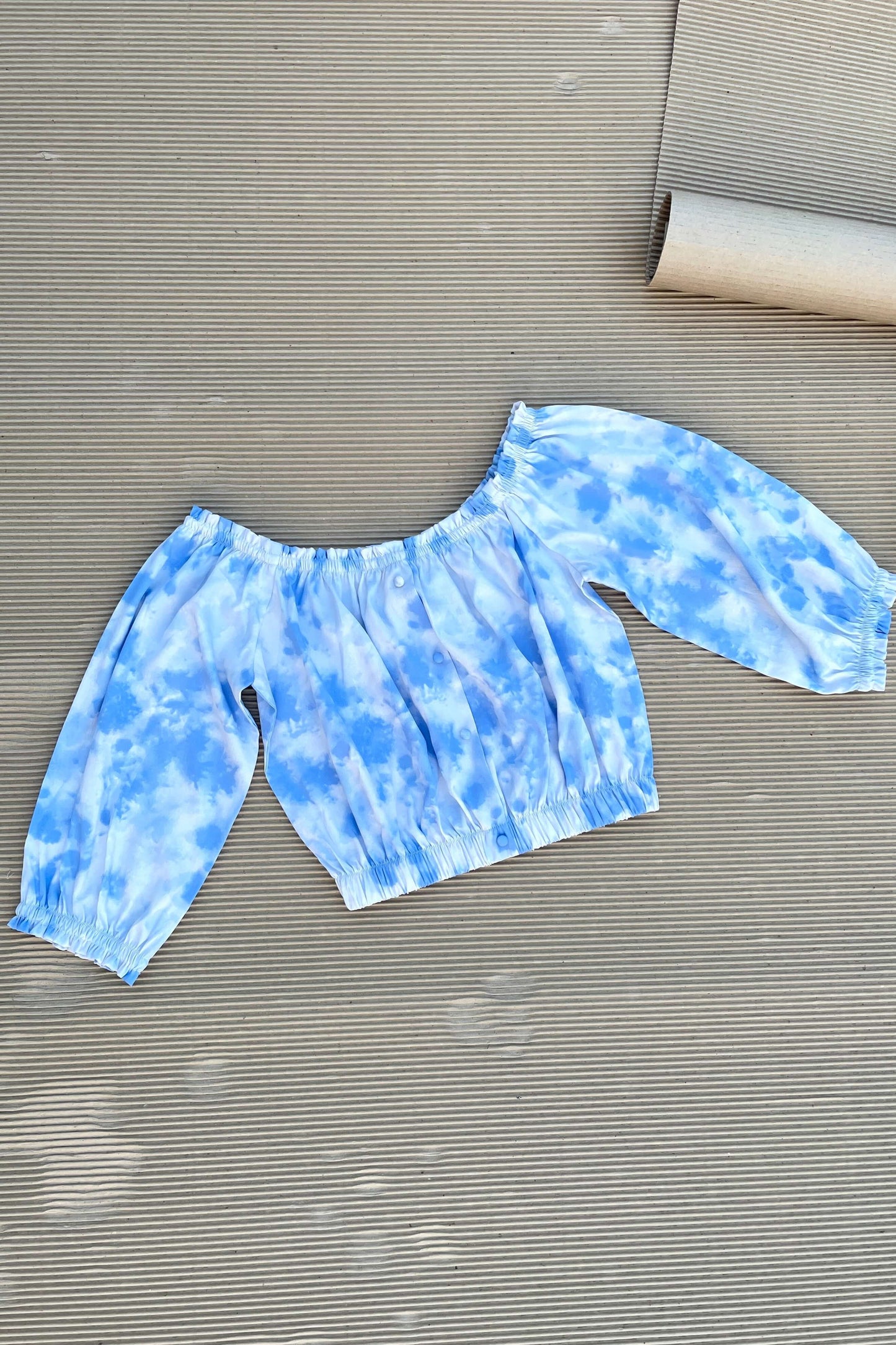 Women's TIE- n- DYE - Off Shoulder Co-Ord Set - Dove Blue