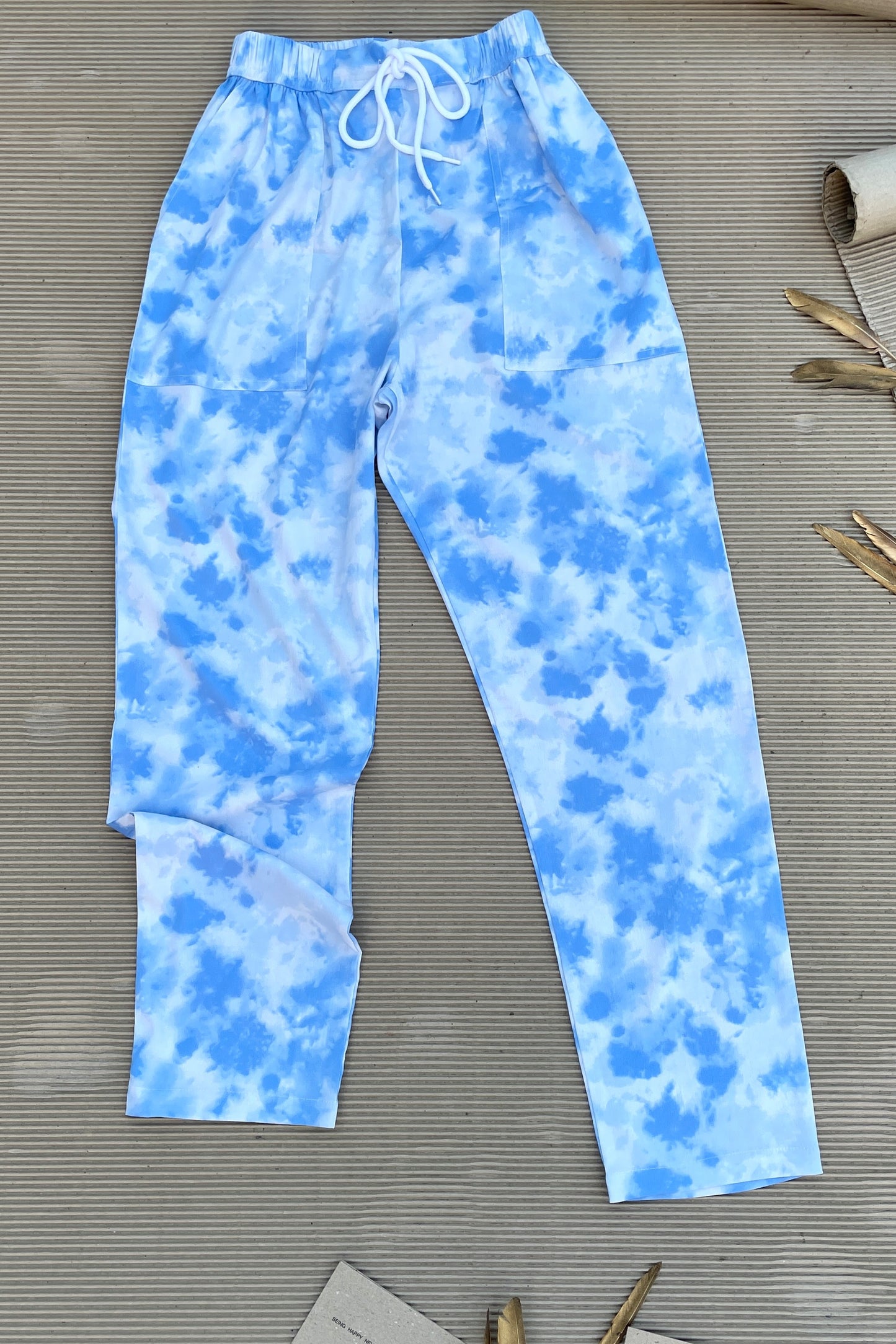Women's TIE- n- DYE - Off Shoulder Co-Ord Set - Dove Blue