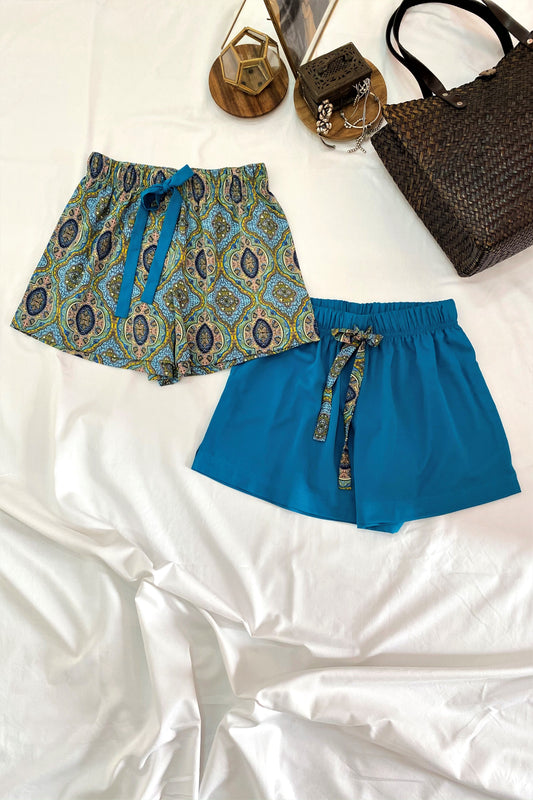 Women's Shorts Combo (Pack of 2) - Boho Paisley Teal / Pink