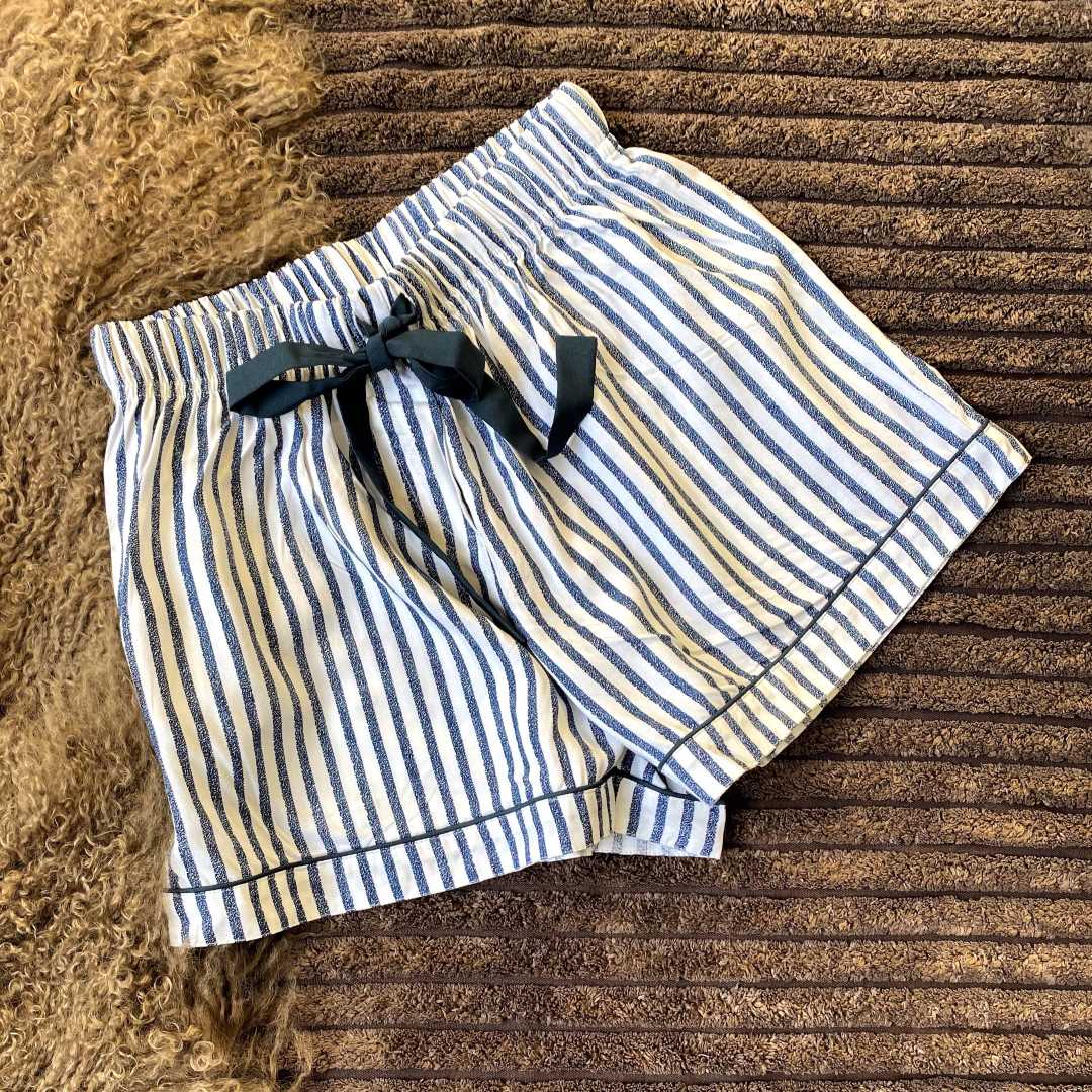 Modal Nightsuit Set - Vintage Stripes (Night Shirt, Pyjama/ Shorts, Sleeping Mask and Pouch)