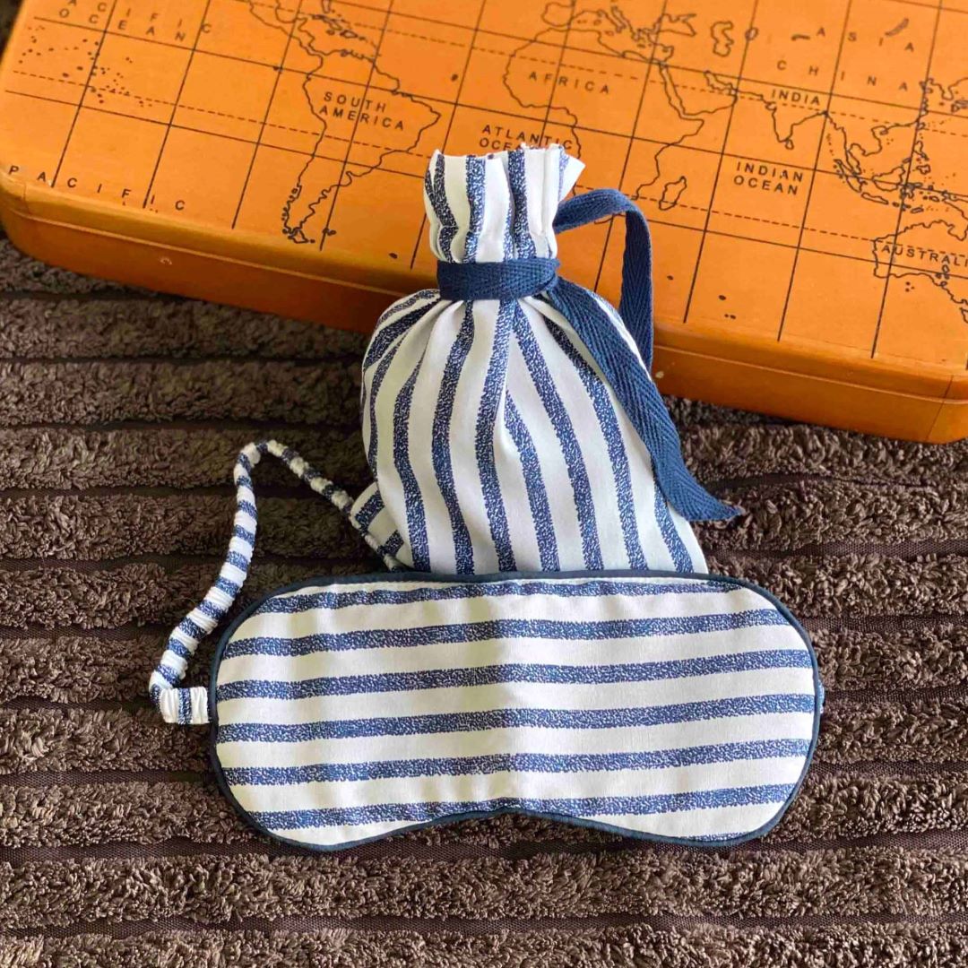 Modal Nightsuit Set - Vintage Stripes (Night Shirt, Pyjama/ Shorts, Sleeping Mask and Pouch)