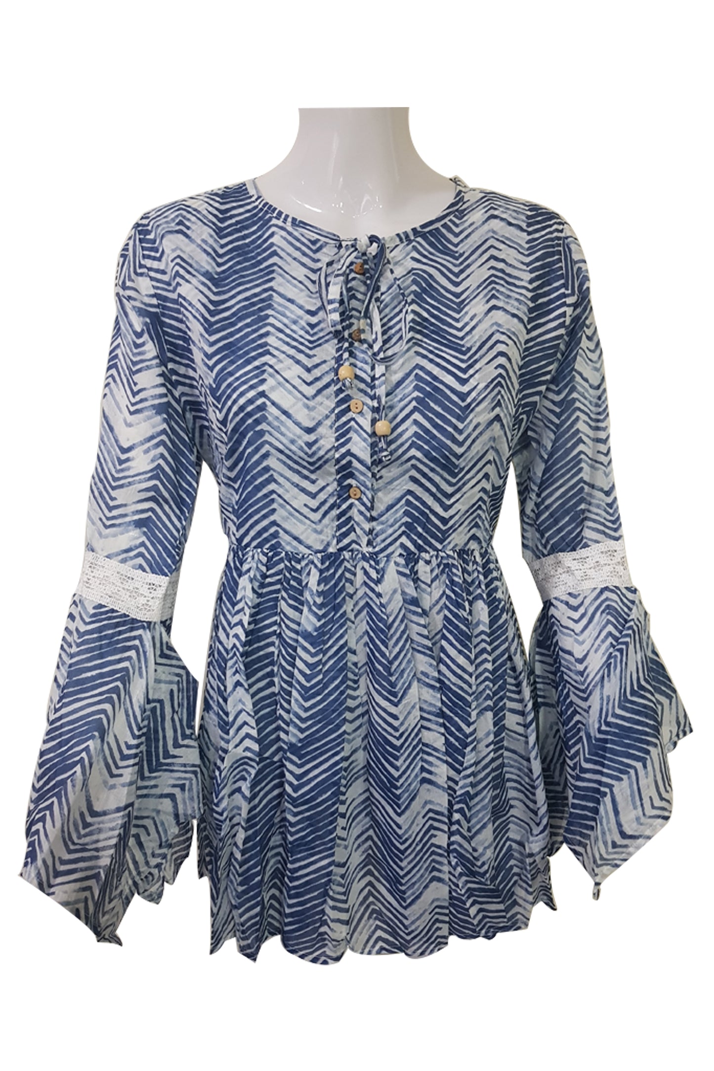 Womens Casual Floral Peplum Top With Tassel Tie