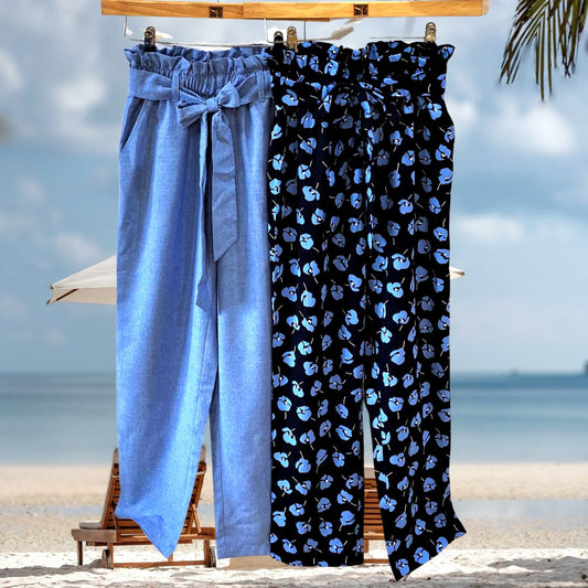 Paperbag Pants Combo (Pack of 2) – Meiko Blue & Blue Chambray