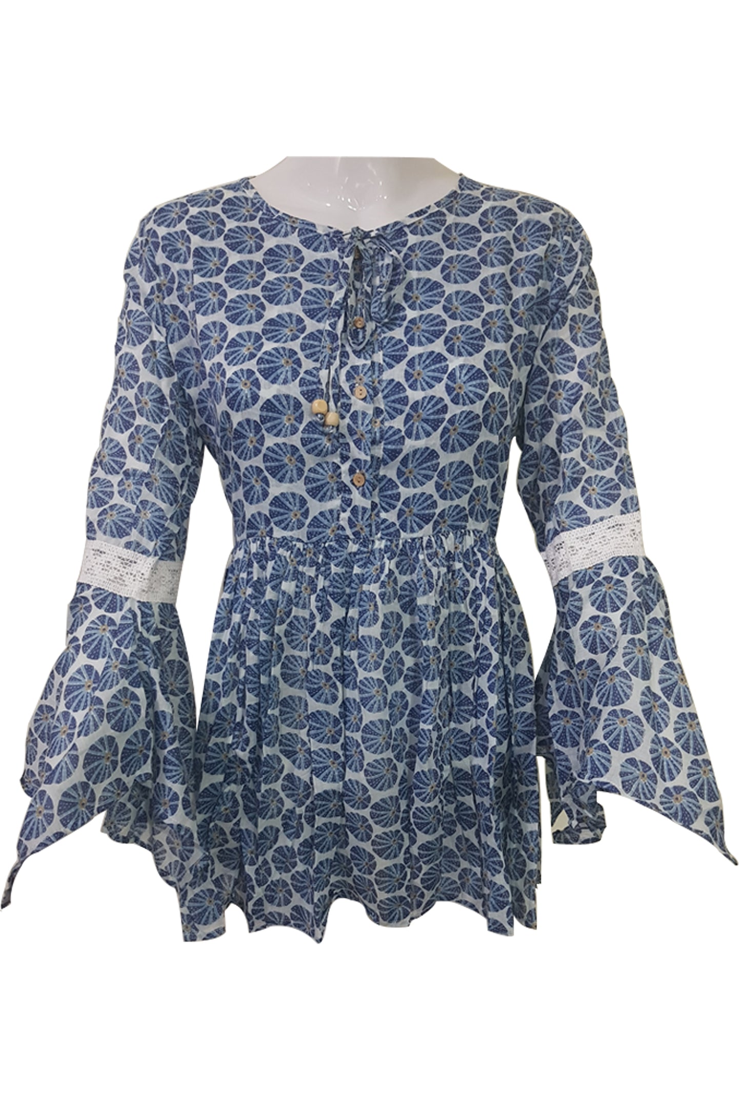 Womens Casual Floral Peplum Top With Tassel Tie