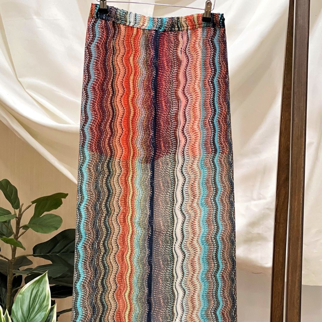 Shorts With Mock Wrap Sarong - Wave Orange Multi Color