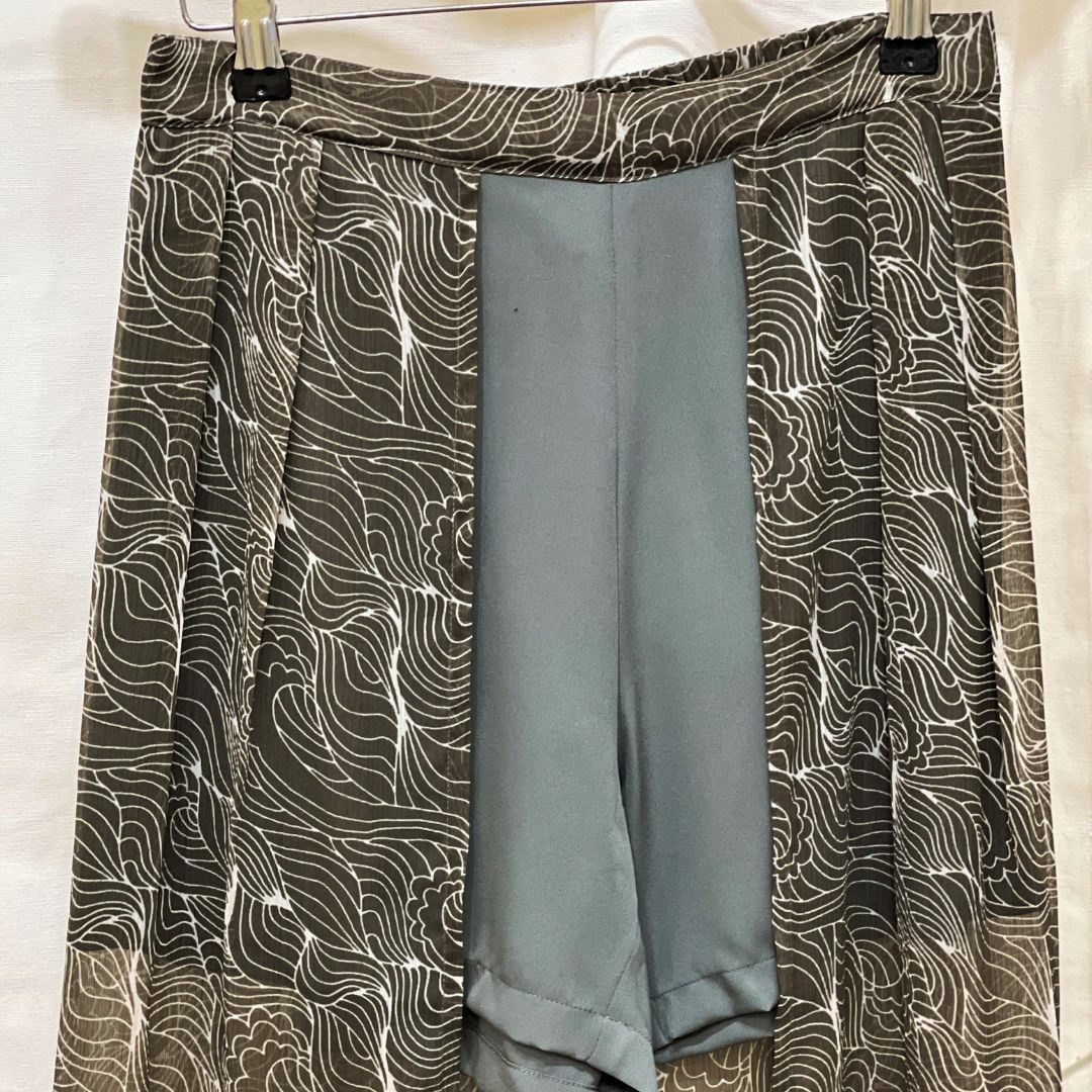 Shorts With Mock Wrap Sarong - Sand Grey