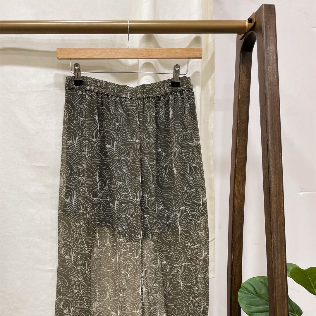 Shorts With Mock Wrap Sarong - Sand Grey