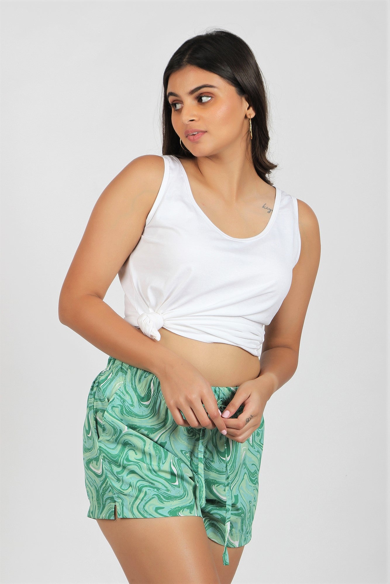 Women's Crepe Shorts Combo (Pack of 2) - Spiral Jade-Polka Jade