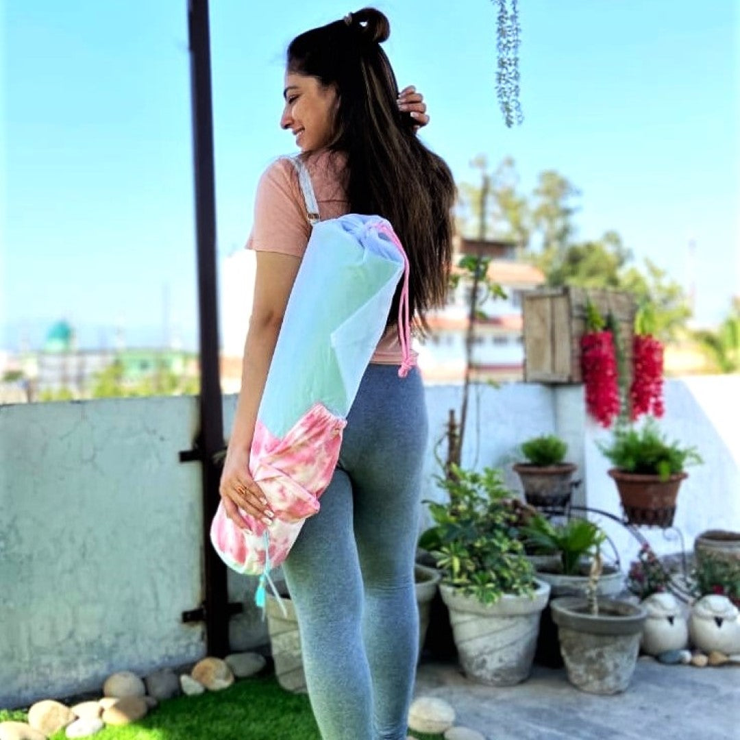 Tie-n-Dye Print Yoga Mat Bag with Drawstring Closure
