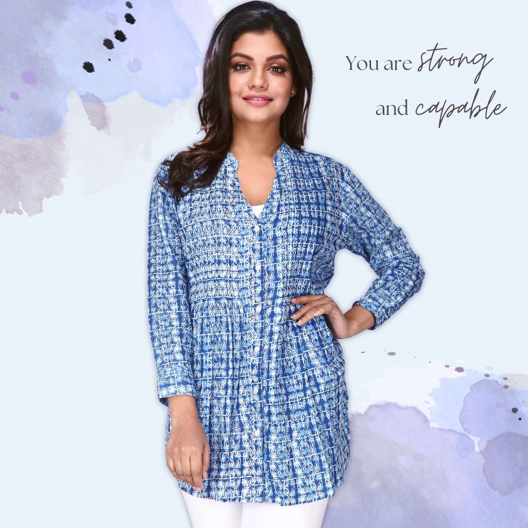 Women's Casual Pintuck Tunic - Lucia Blue