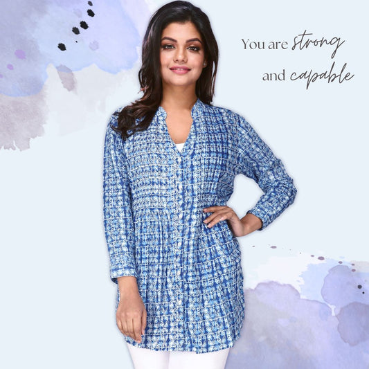 Women's Casual Pintuck Tunic - Lucia Blue