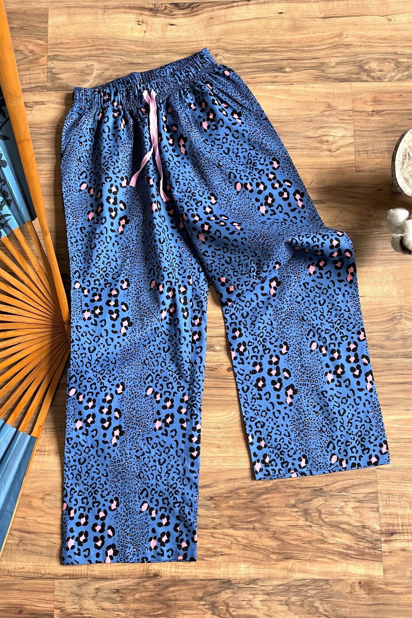 Women's Cotton Nightsuit - Leopard Blue