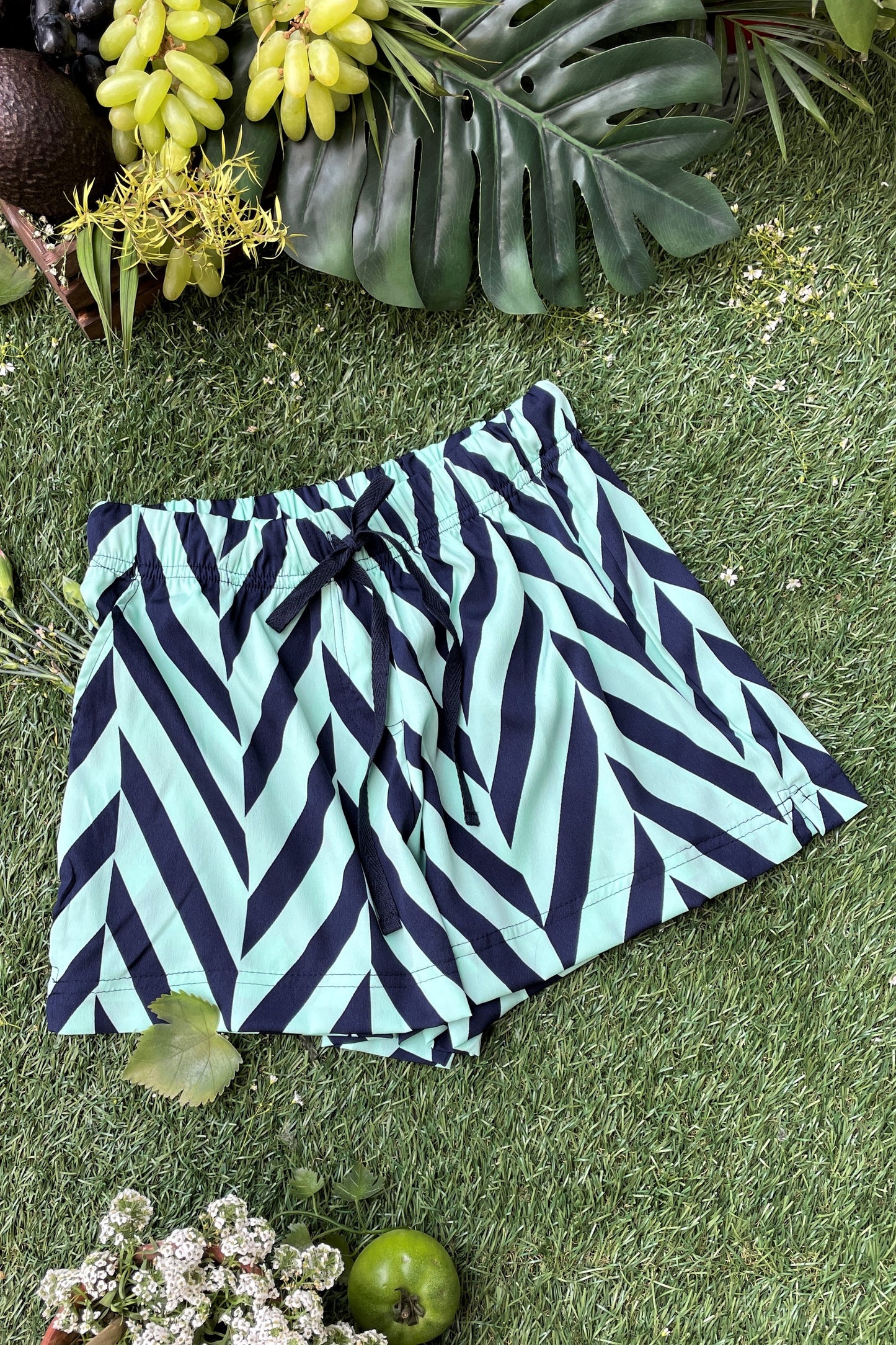 Women's Crepe Shorts Combo (Pack of 2) - Herringbone & Mint Navy