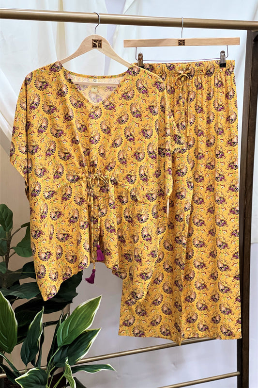 Women's Kaftan Co-Ord Set - Fes Yellow