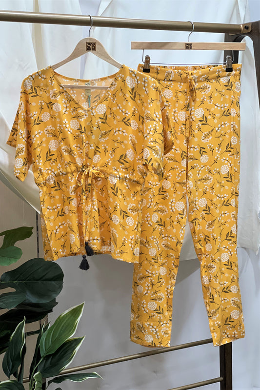 Women's Laidback Kaftan Co-Ord Set - Cress Yellow