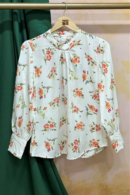 Women's Melfi Floral Print High Collar Top