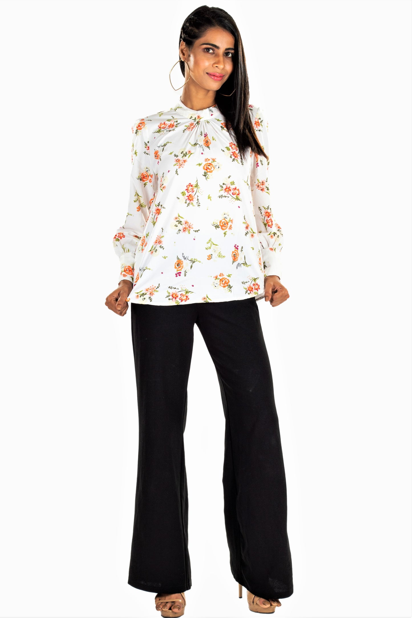 Women's Melfi Floral Print High Collar Top