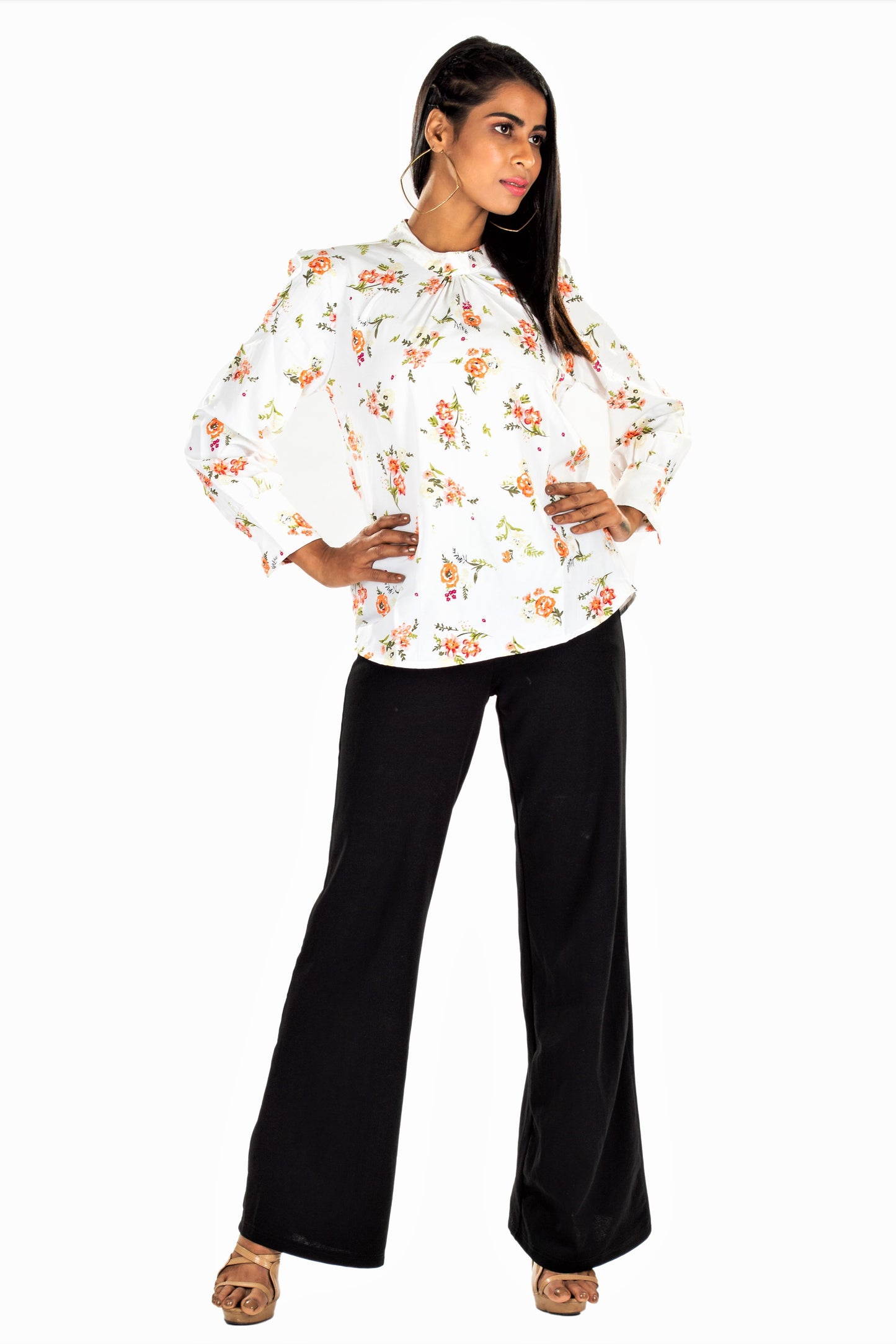 Women's Melfi Floral Print High Collar Top