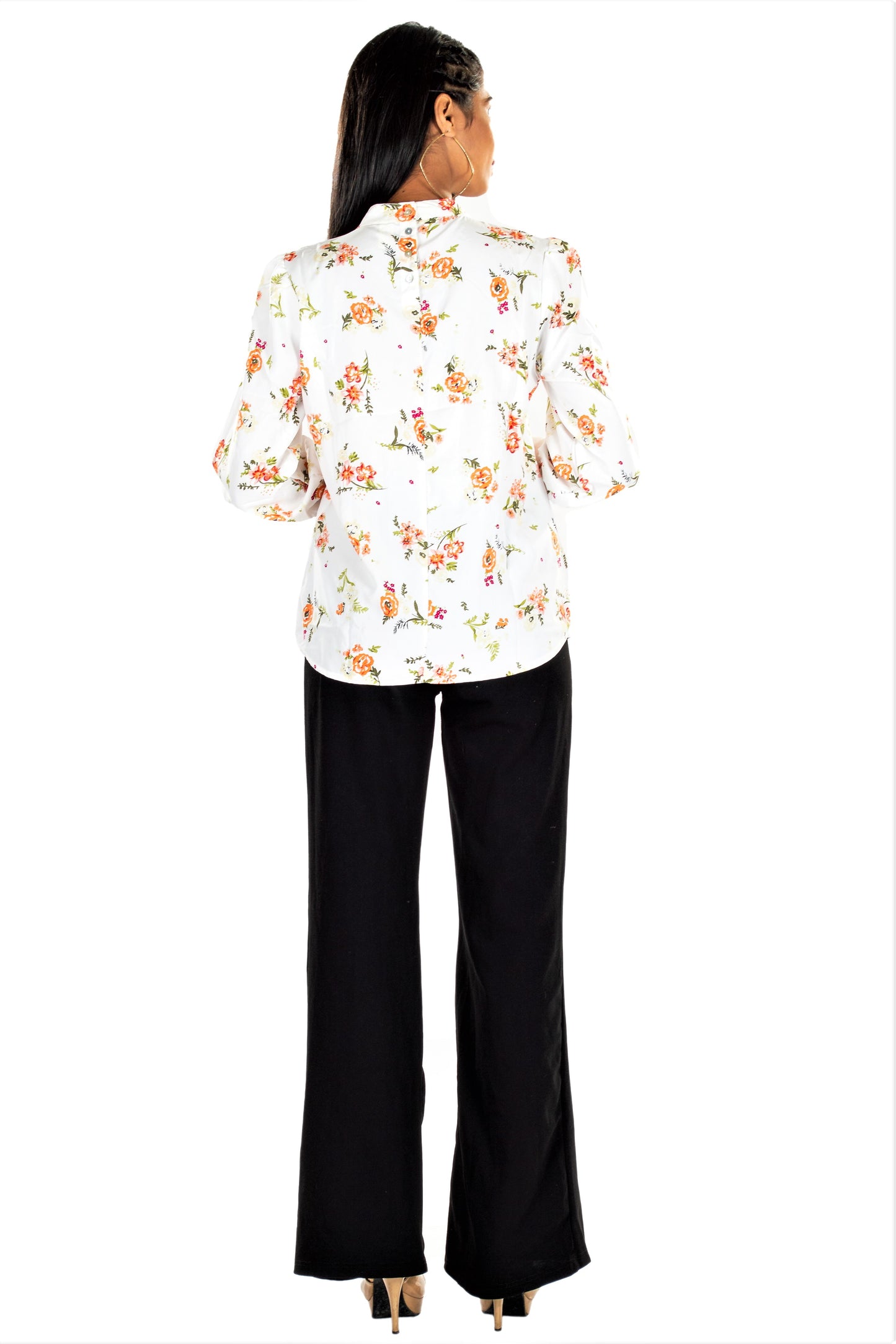 Women's Melfi Floral Print High Collar Top