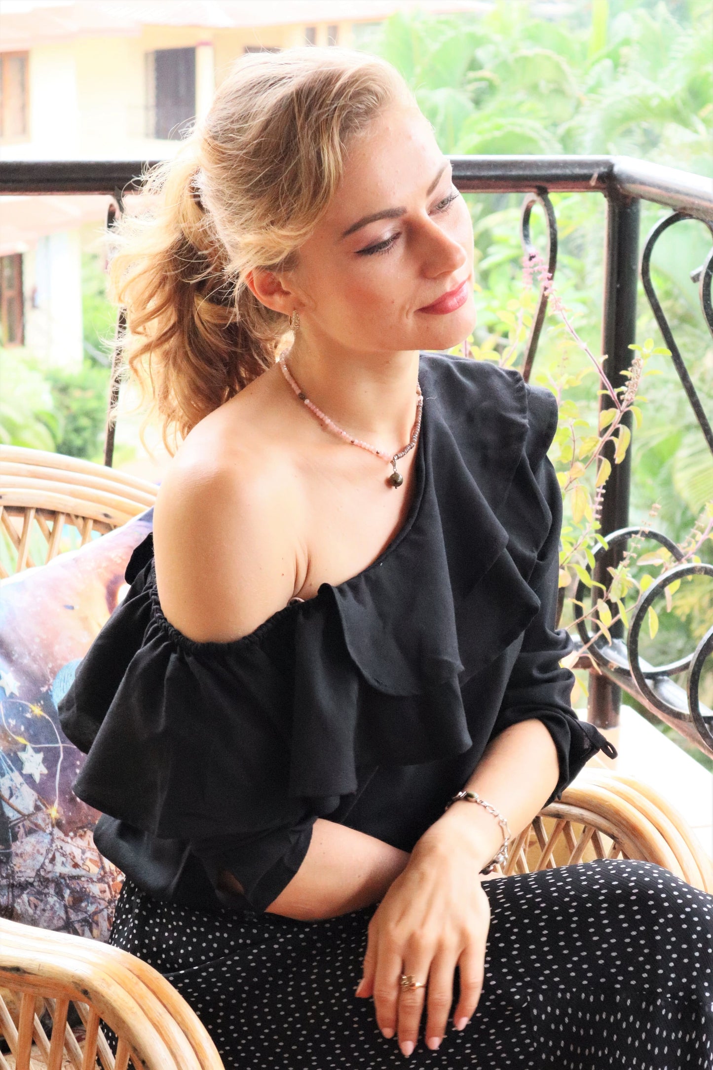 Women's One-Shoulder Top - Black