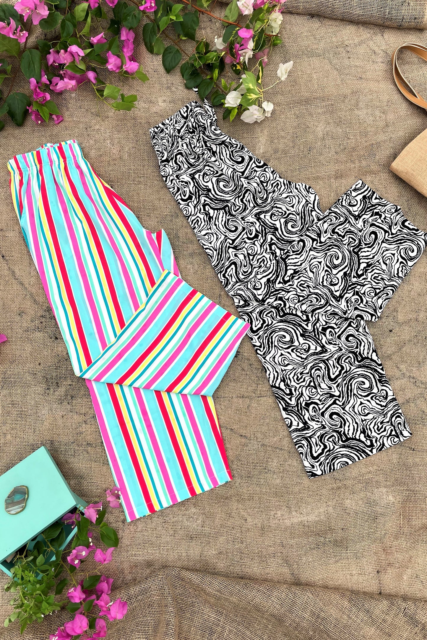 Women's Printed Ankle Length Pyjama Combo (Pack of 2) - Marble