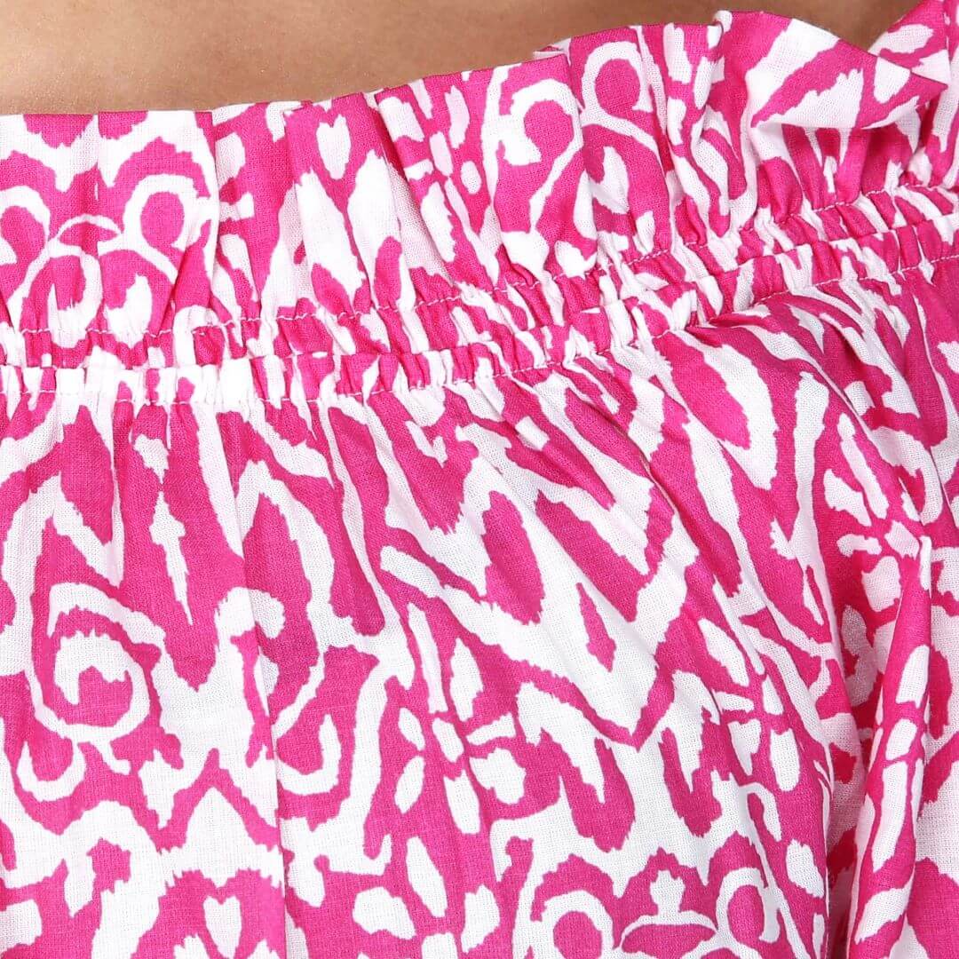 Women's Printed Off Shoulder Pink Casual Top