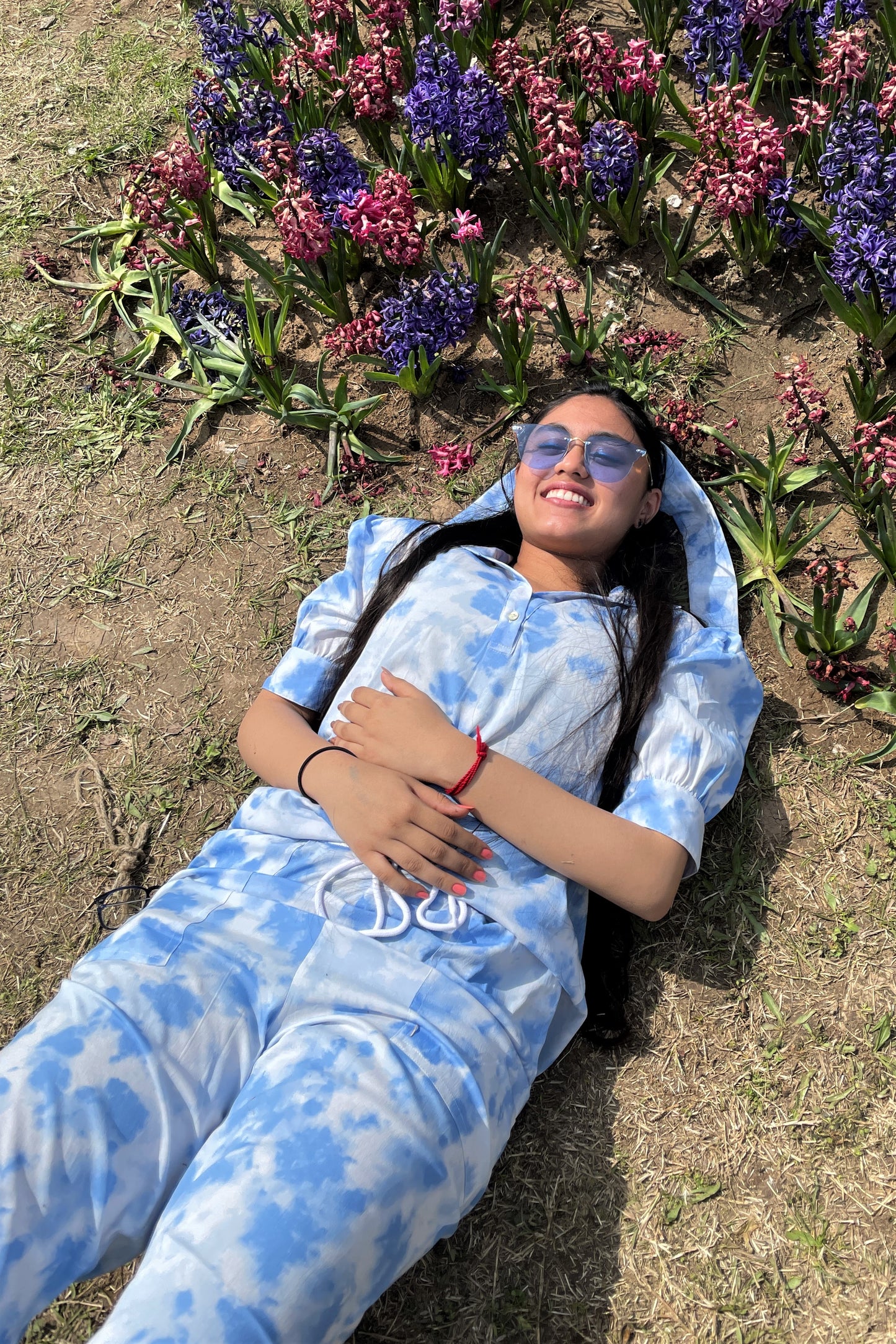 Women's TIE- n- DYE - Shirt Co-Ord Set - Dove Blue