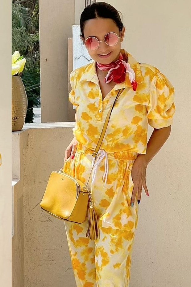 Women's TIE- n- DYE - Shirt Co-Ord Set - Yellow Stone