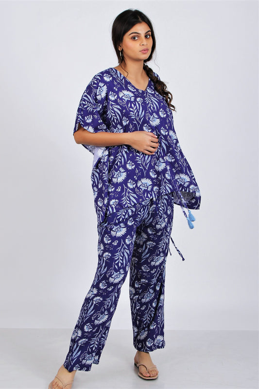 Women's Two - Mile Kaftan Co-Ord Set - Moroccan Blue