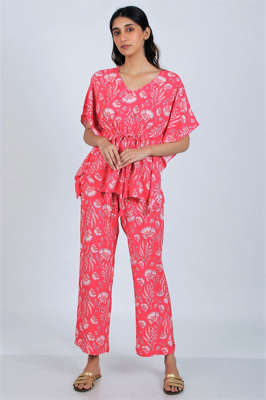 Women's Two - Mile Kaftan Co-Ord Set - Moroccan Rose