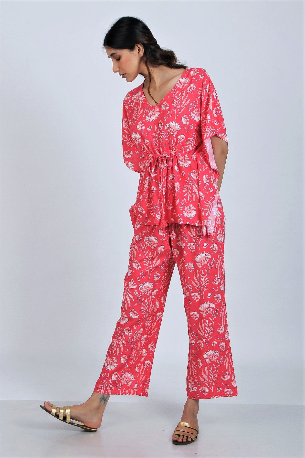 Women's Two - Mile Kaftan Co-Ord Set - Moroccan Rose