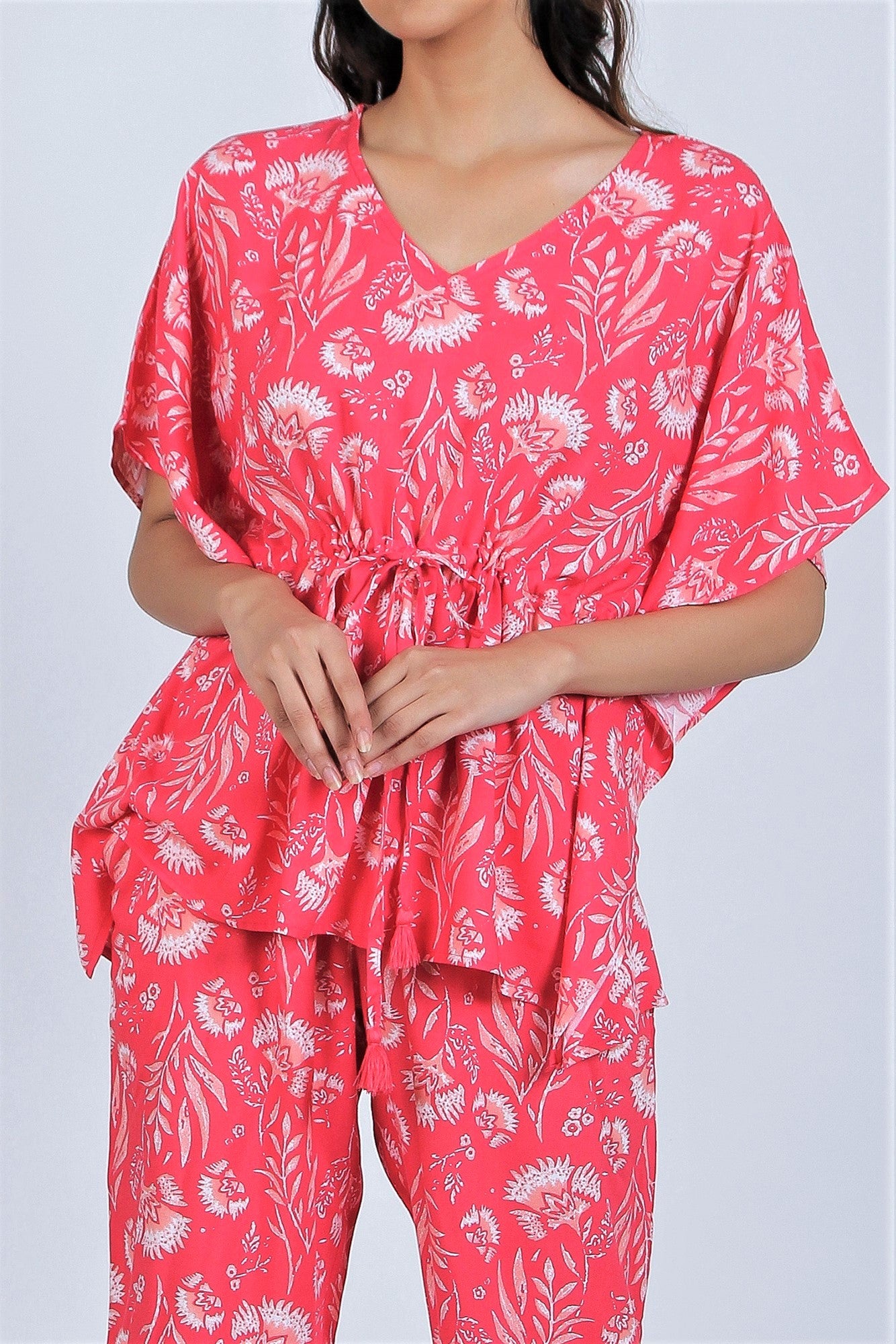 Women's Two - Mile Kaftan Co-Ord Set - Moroccan Rose