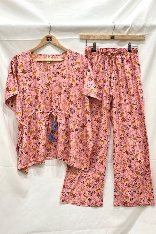 Women's Two - Mile Kaftan Co-Ord Set - Safari Peach