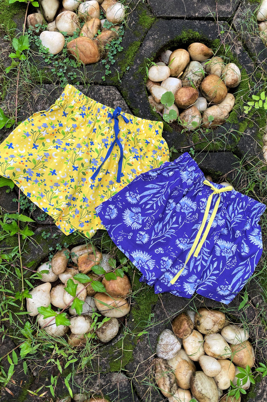 Women's Vinca Viscose Shorts Combo (Pack of 2) - Blue & Yellow