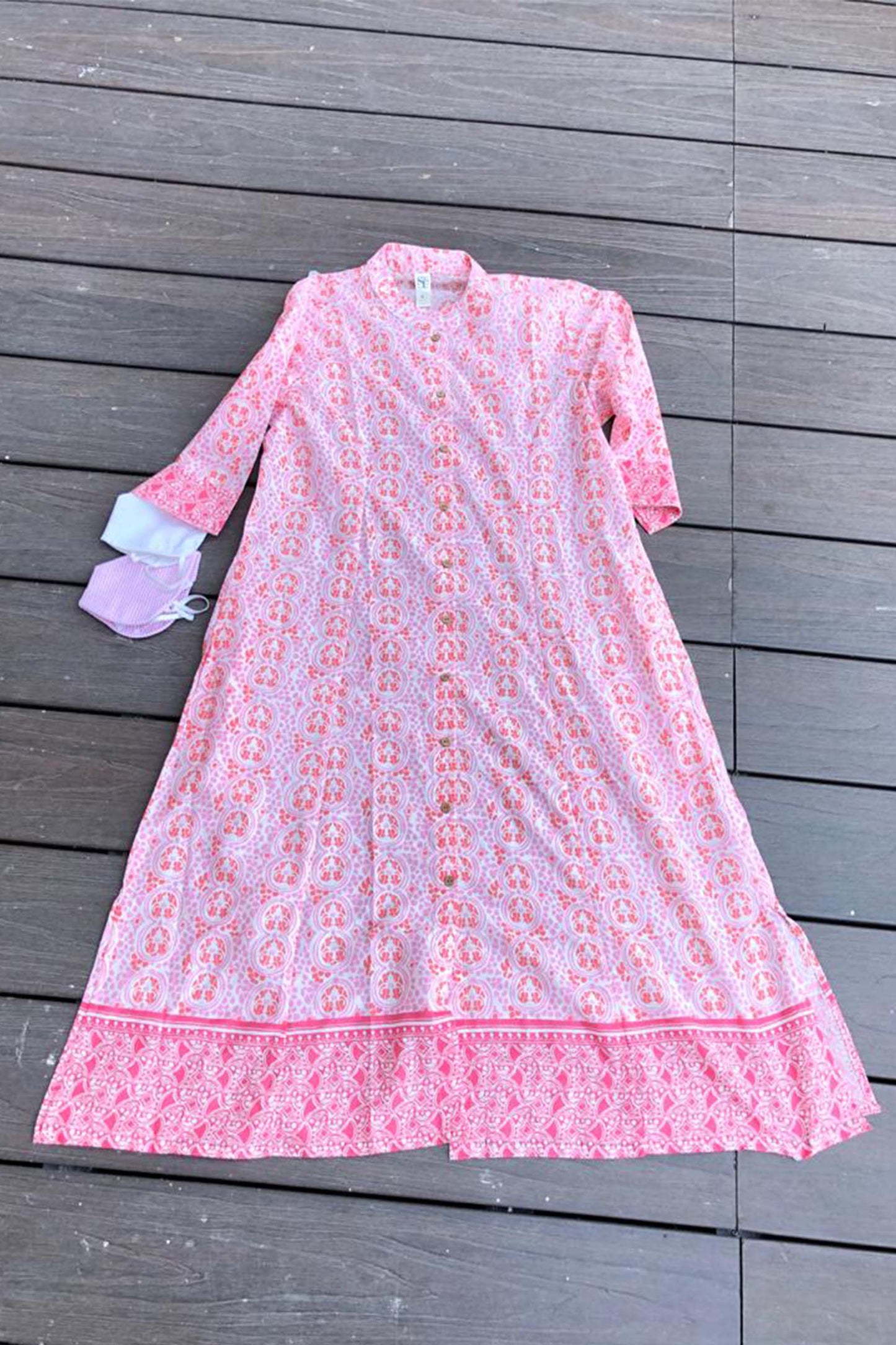 Women's Pink Cotton Printed Dress