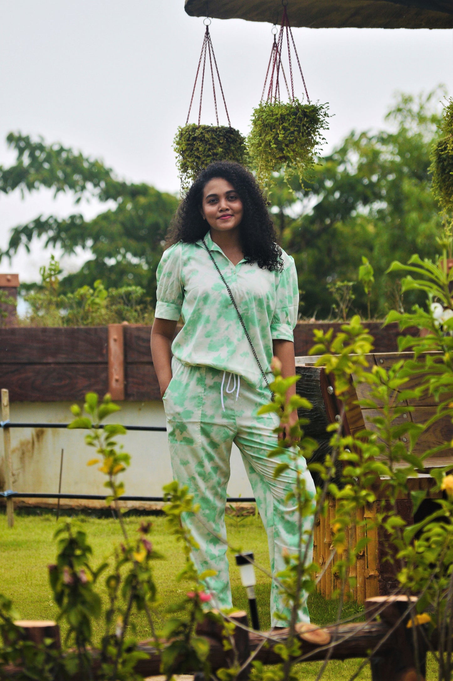 Women's TIE- n- DYE - Shirt Co-Ord Set - Seafoam Green