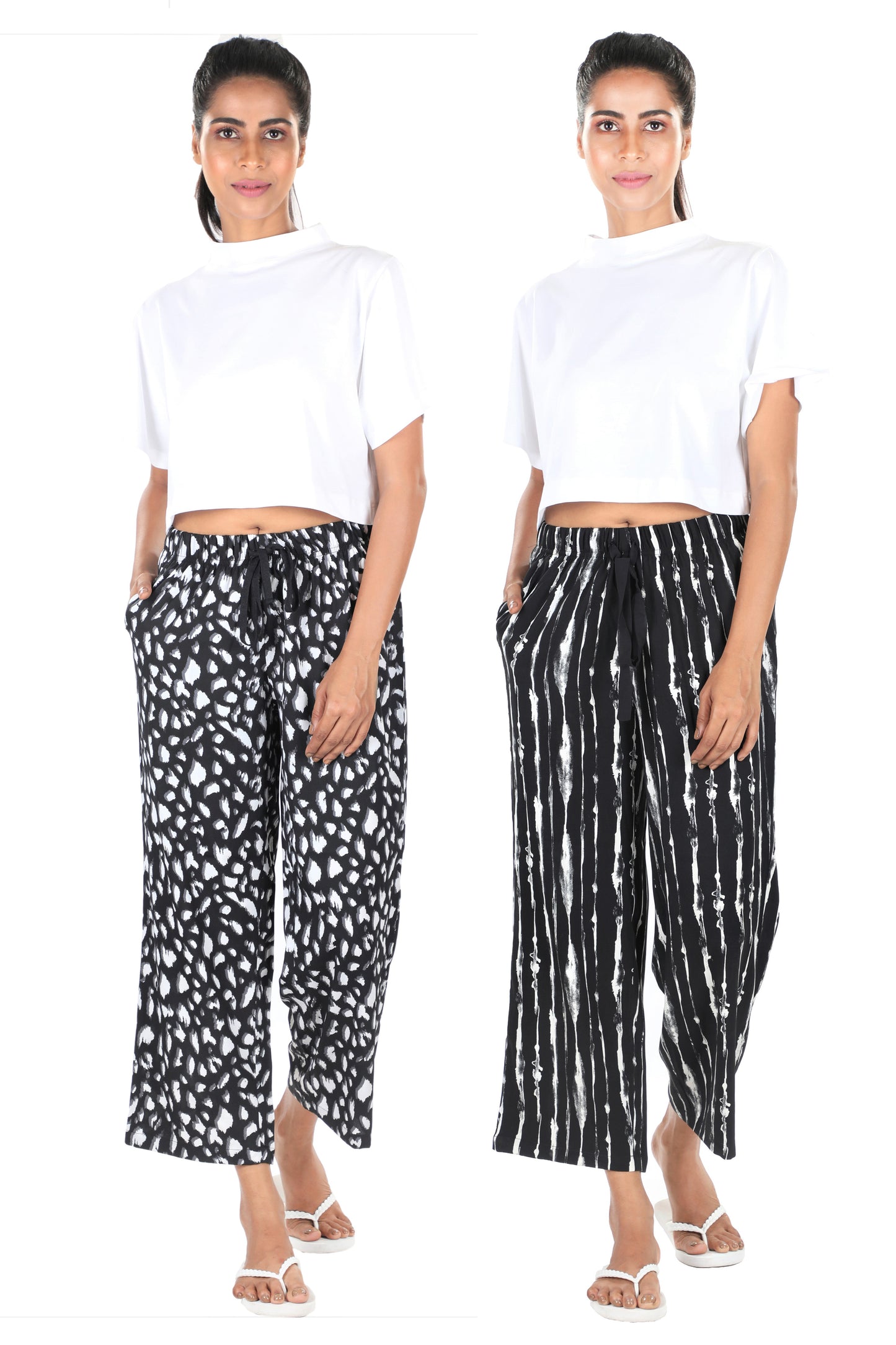 Women's Printed Ankle Length Pyjama Combo (Pack of 2) - K206B