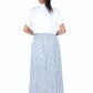 Womens Blue White Striped Long Skirt